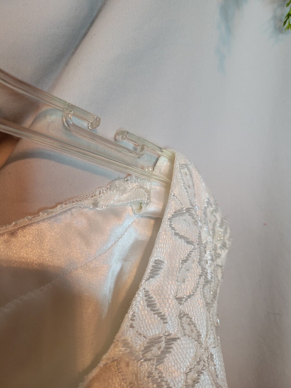 Elegant White Ruffled Lace, Beaded & Embroidered Wedding Dress - Picture 11 of 17